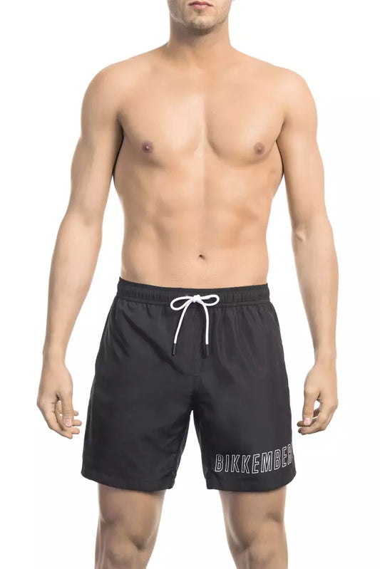 Short de bain Bikkembergs noir en polyester pour homme