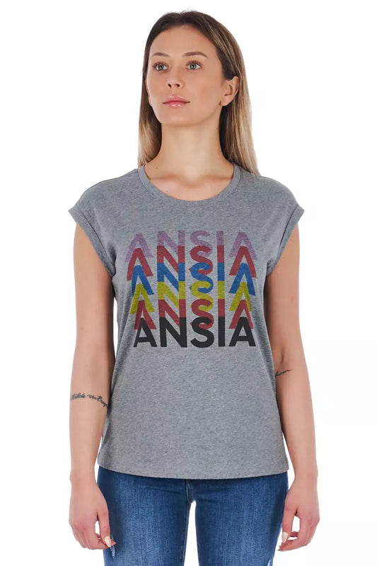 T-shirt en coton gris pour femme Frankie Morello