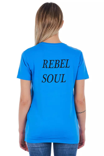 Frankie Morello Light Blue Cotton Women Top