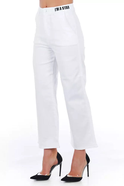 Frankie Morello White Cotton Women Cropped Trouser by Frankie Morello