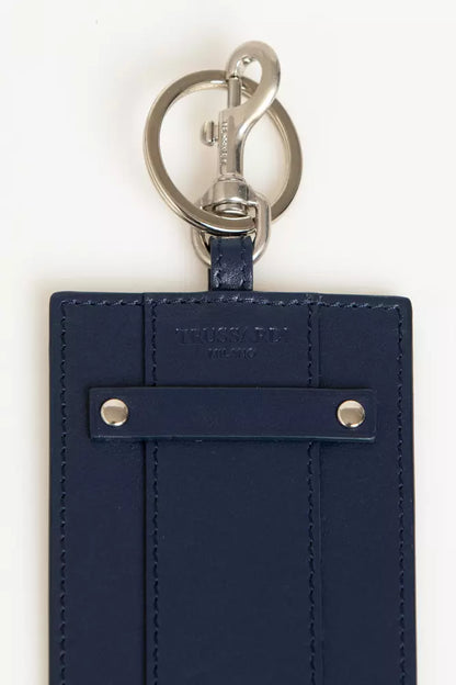 Trussardi Blue Leather Men Badge Holder