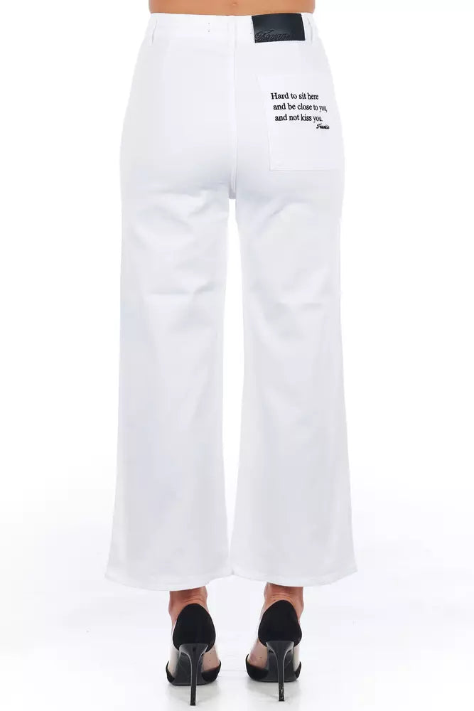 Frankie Morello White Cotton Women Cropped Trouser by Frankie Morello