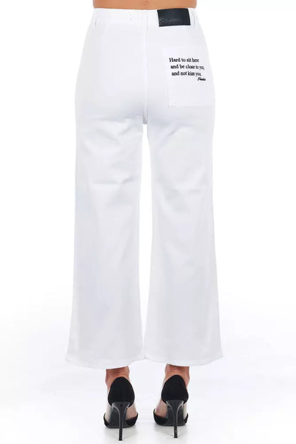 Frankie Morello White Cotton Women Cropped Trouser by Frankie Morello