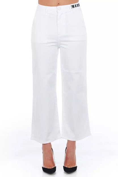 Frankie Morello White Cotton Women Cropped Trouser by Frankie Morello