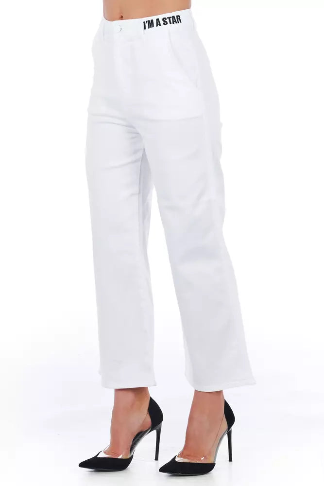 Frankie Morello White Cotton Women Cropped Trouser by Frankie Morello