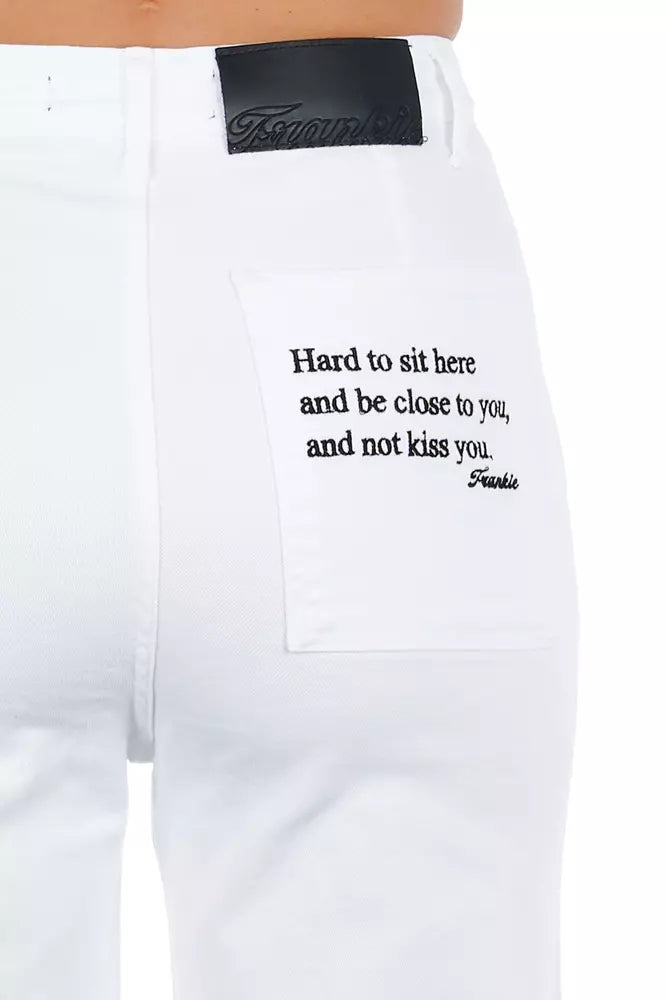 Frankie Morello White Cotton Women Cropped Trouser by Frankie Morello