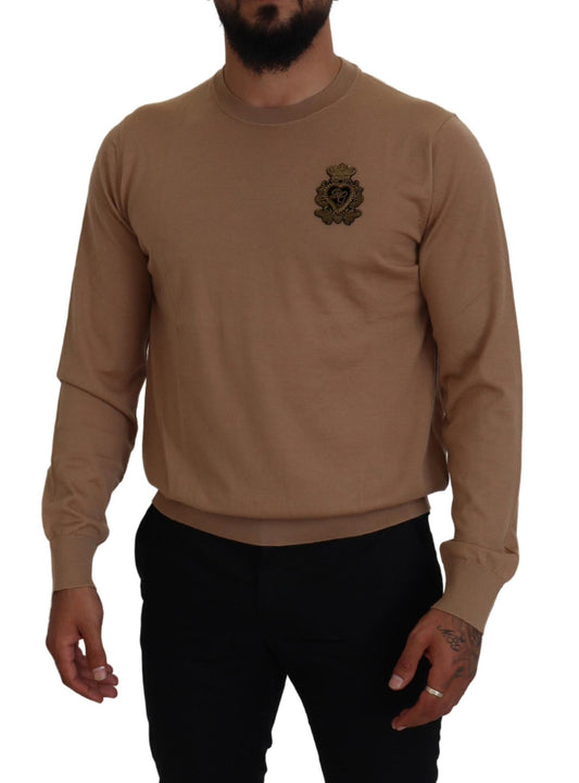 Dolce & Gabbana Beige Cashmere Crown Logo Pullover Sweater by Dolce & Gabbana