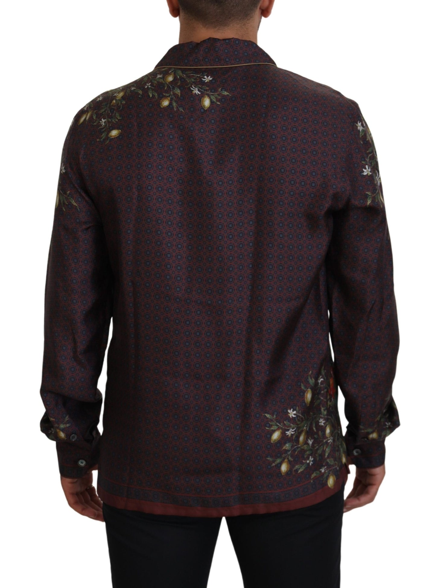 Dolce & Gabbana Bordeaux Ostrich Silk Satin Casual Mens Shirt by Dolce & Gabbana