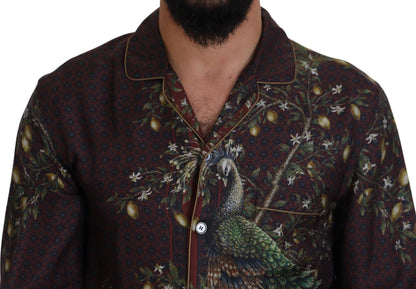 Dolce & Gabbana Bordeaux Ostrich Silk Satin Casual Mens Shirt by Dolce & Gabbana