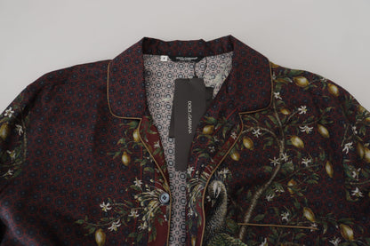 Dolce & Gabbana Bordeaux Ostrich Silk Satin Casual Mens Shirt by Dolce & Gabbana