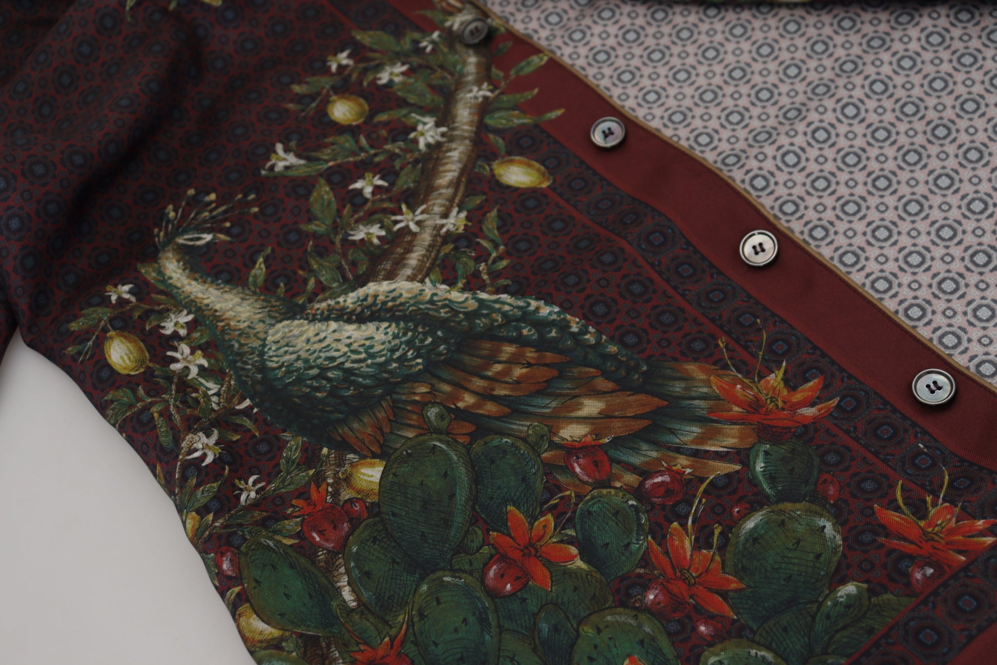 Dolce & Gabbana Bordeaux Ostrich Silk Satin Casual Mens Shirt by Dolce & Gabbana