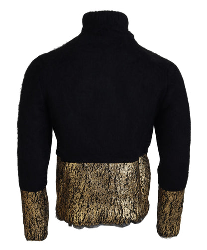 Dolce & Gabbana Black Gold Turtleneck Mohair Pullover Mens Sweater by Dolce & Gabbana