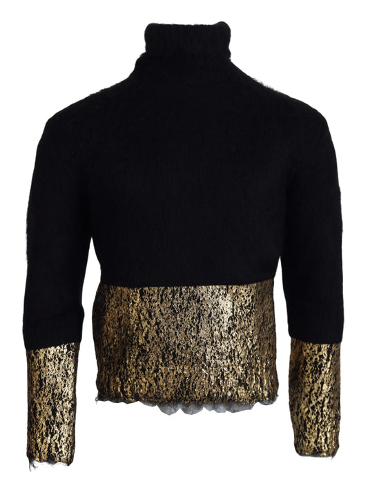Dolce & Gabbana Black Gold Turtleneck Mohair Pullover Mens Sweater by Dolce & Gabbana
