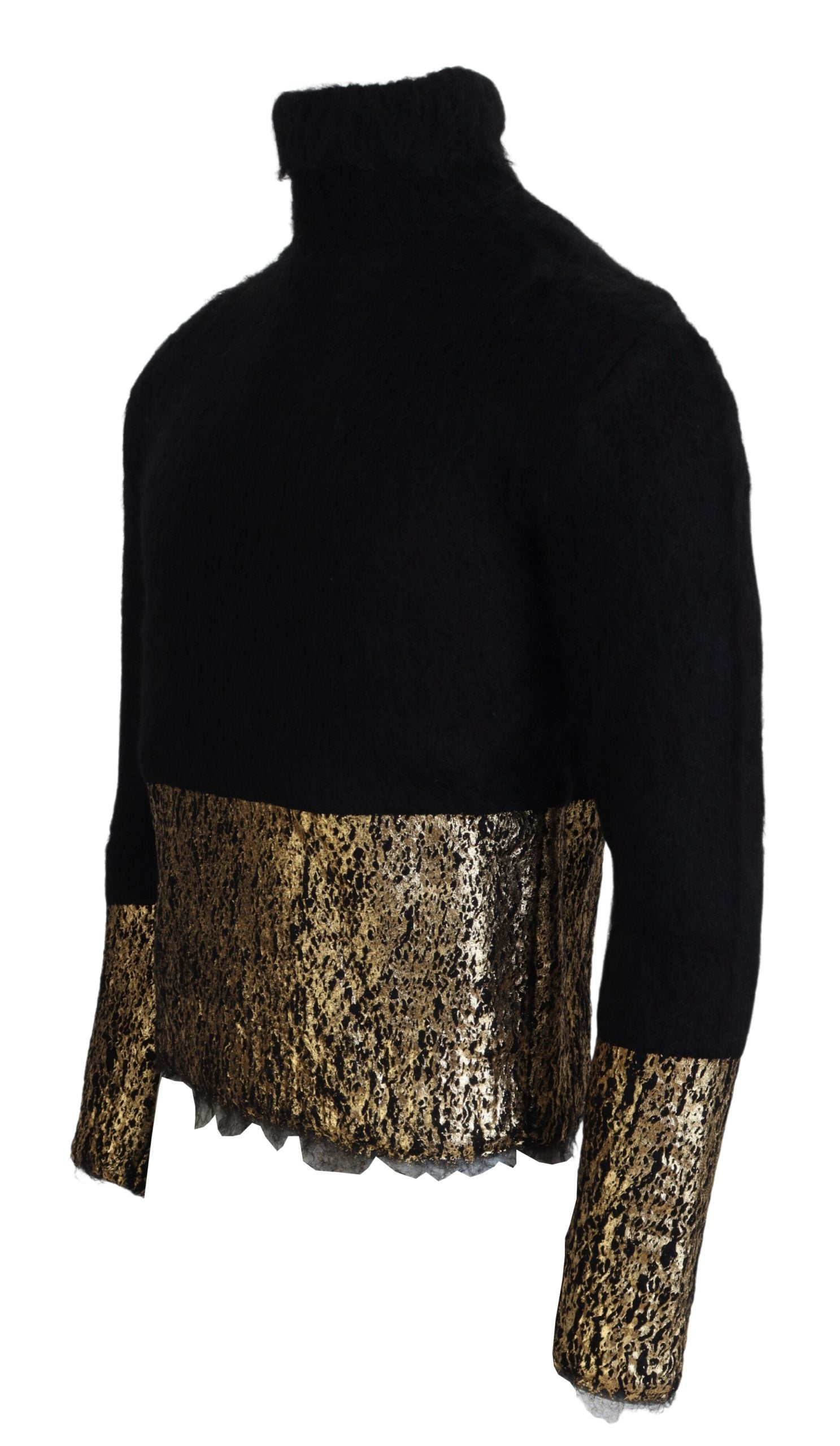 Dolce & Gabbana Black Gold Turtleneck Mohair Pullover Mens Sweater by Dolce & Gabbana
