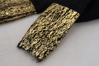 Dolce & Gabbana Black Gold Turtleneck Mohair Pullover Mens Sweater by Dolce & Gabbana