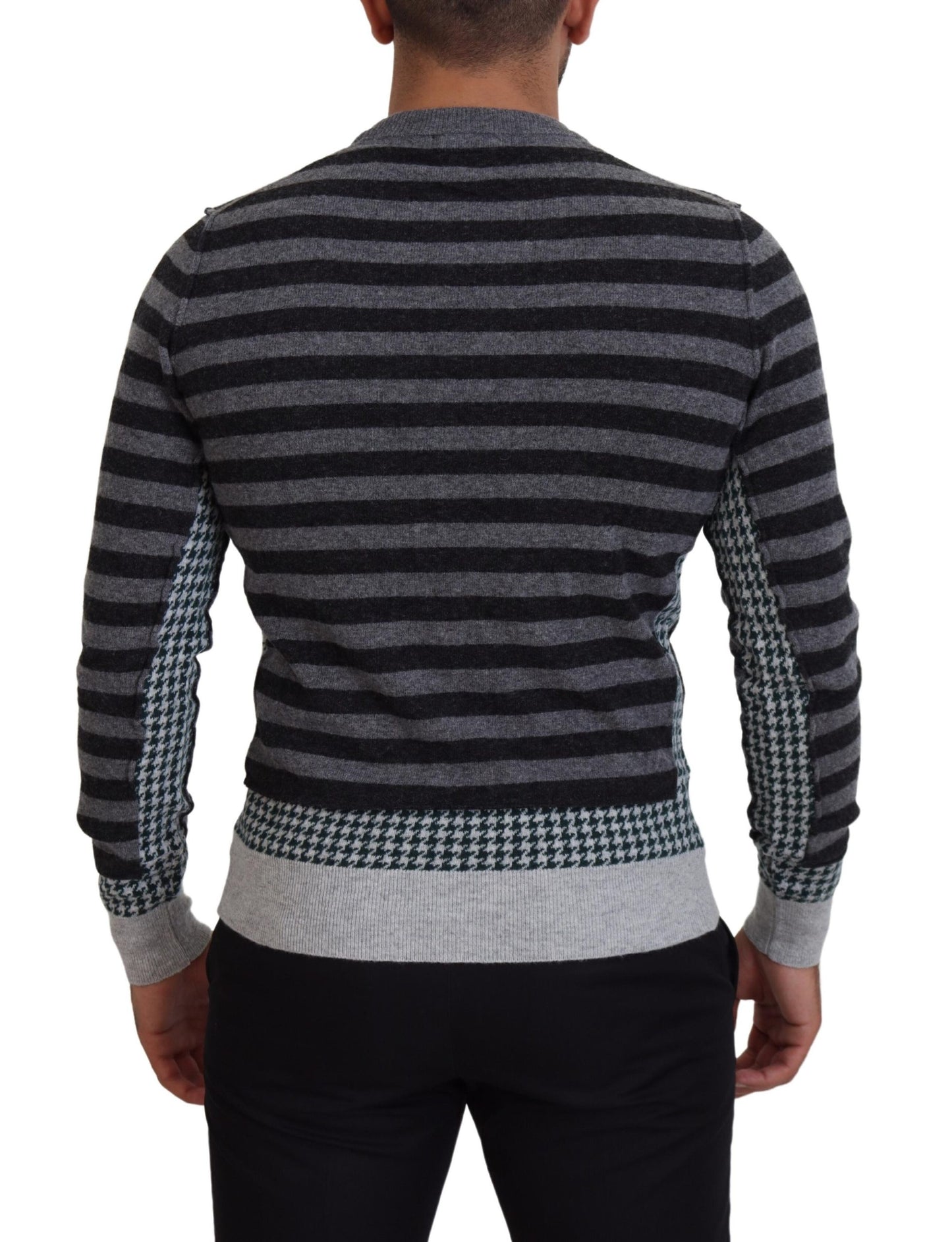 Dolce & Gabbana Black Gray Wool Logo Pullover Sweater by Dolce & Gabbana