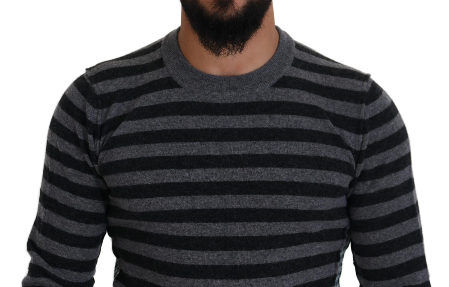 Dolce & Gabbana Black Gray Wool Logo Pullover Sweater by Dolce & Gabbana