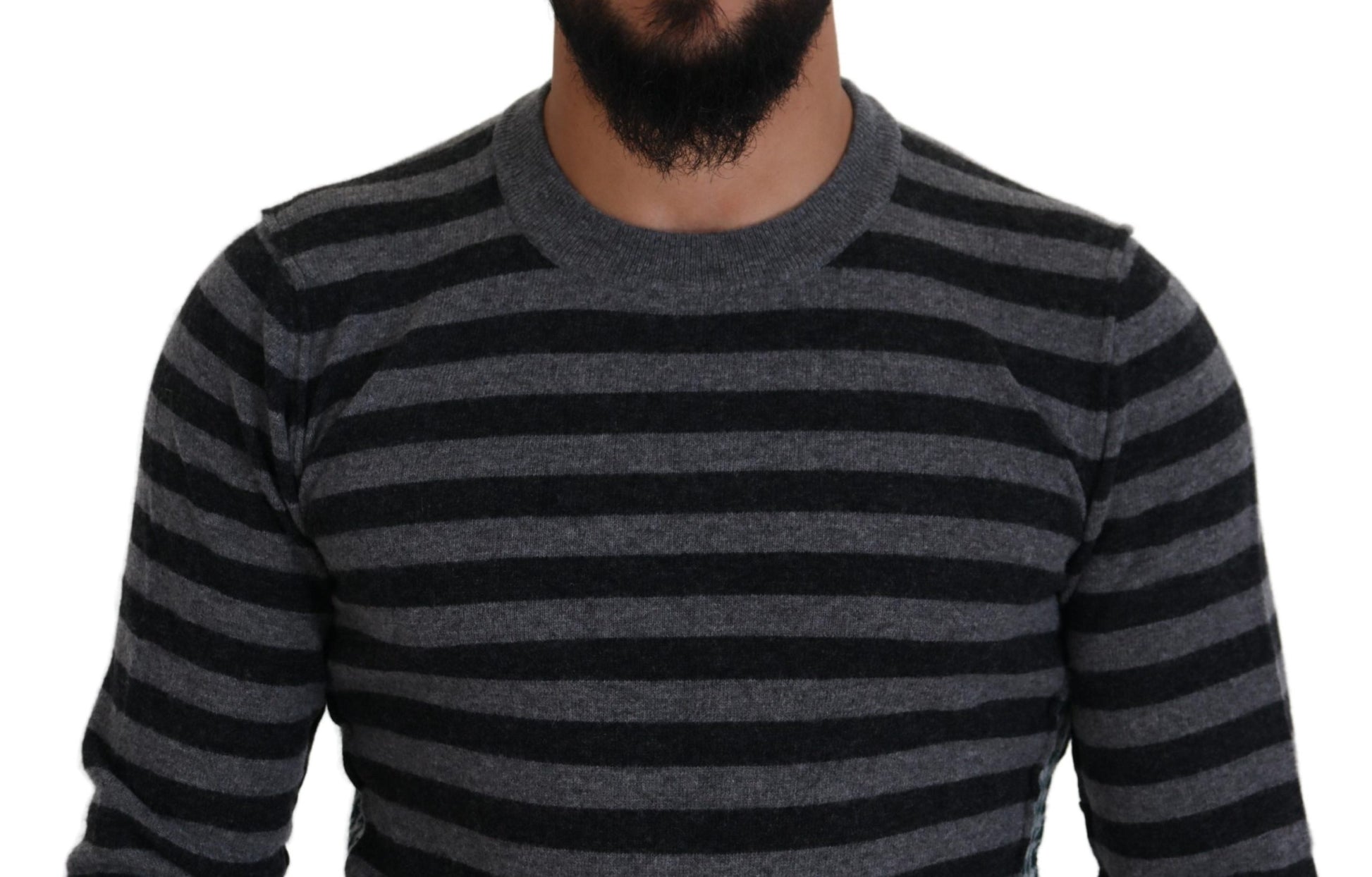 Dolce & Gabbana Black Gray Wool Logo Pullover Sweater by Dolce & Gabbana