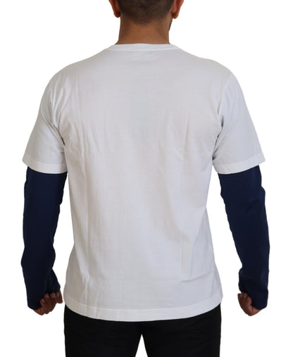 Dolce & Gabbana White Blue DG Crown Pullover Sweater by Dolce & Gabbana