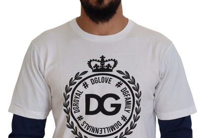 Dolce & Gabbana White Blue DG Crown Pullover Sweater by Dolce & Gabbana