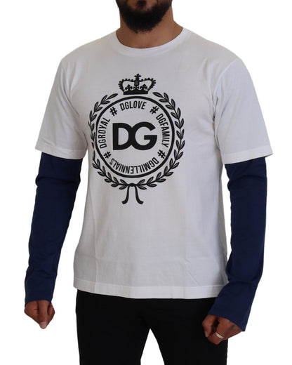 Dolce & Gabbana White Blue DG Crown Pullover Sweater by Dolce & Gabbana