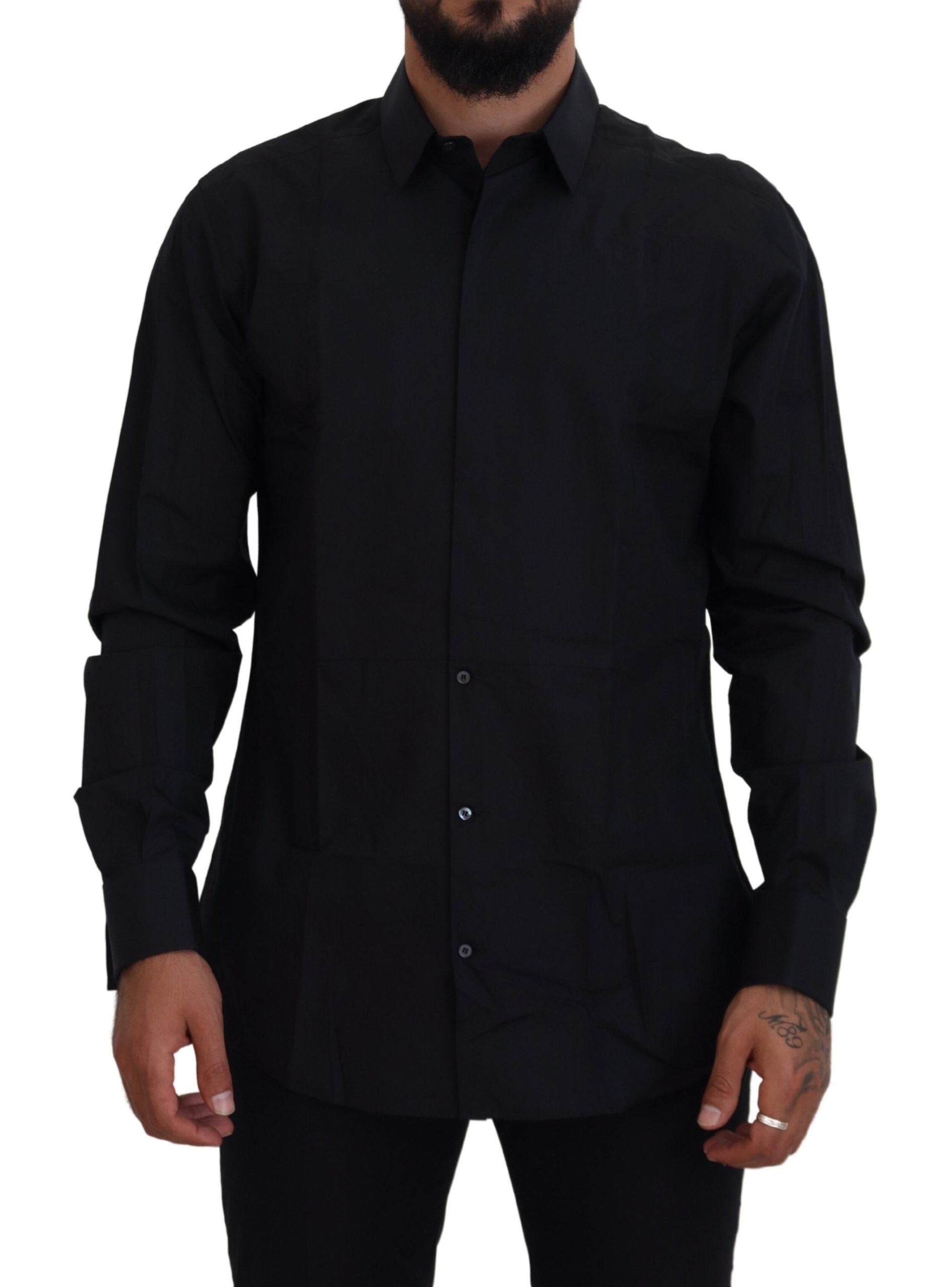 Dolce & Gabbana Black Gold Cotton Slim Fit Dress Mens Shirt by Dolce & Gabbana