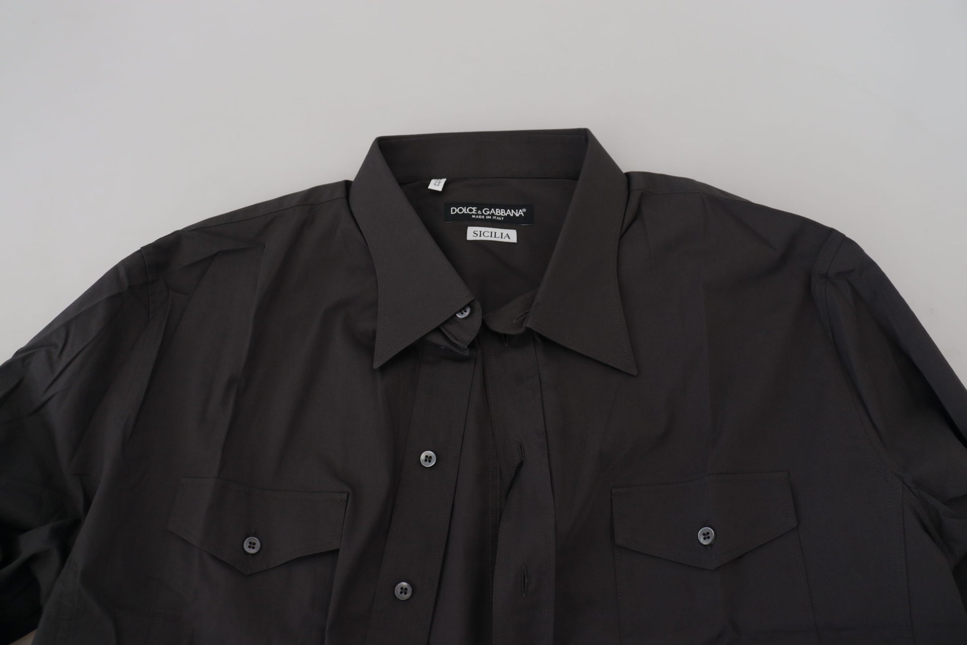 Dolce & Gabbana Gray SICILIA Slim Fit Stretch Dress Shirt by Dolce & Gabbana