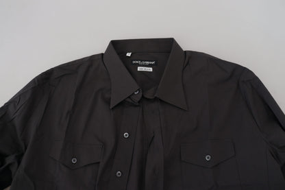 Dolce & Gabbana Gray SICILIA Slim Fit Stretch Dress Shirt by Dolce & Gabbana