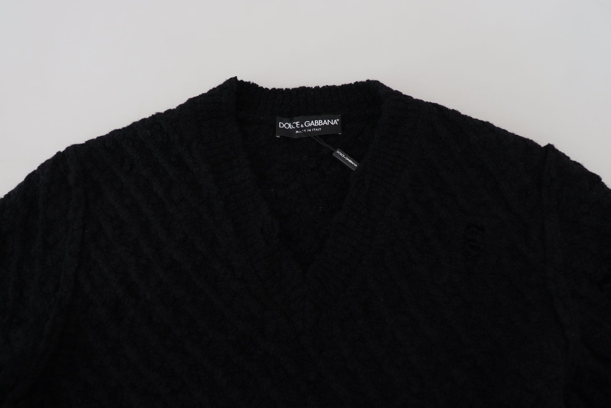 Dolce & Gabbana Black Wool V-neck Knitted Pullover Sweater by Dolce & Gabbana