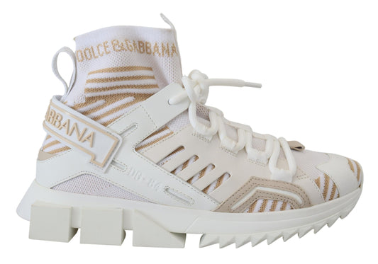 Baskets élégantes Dolce &amp; Gabbana SORRENTO blanches et beiges