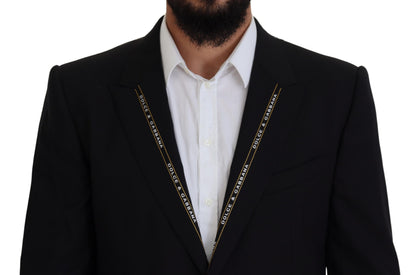 Dolce &amp; Gabbana Black Wool Stretch Slim Fit Jacket Blazer