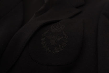 Dolce &amp; Gabbana Black Wool Crown Slim Fit Jacket Blazer