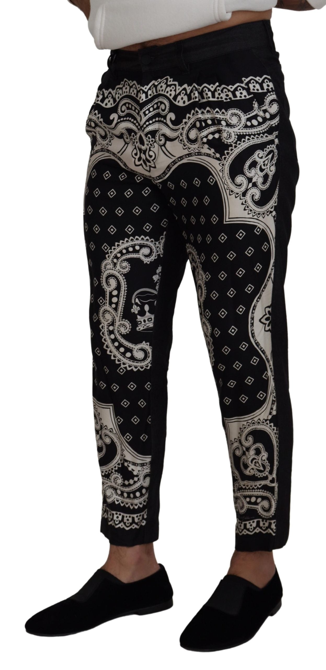Pantalon élégant en soie et coton à imprimé bandana Dolce &amp; Gabbana