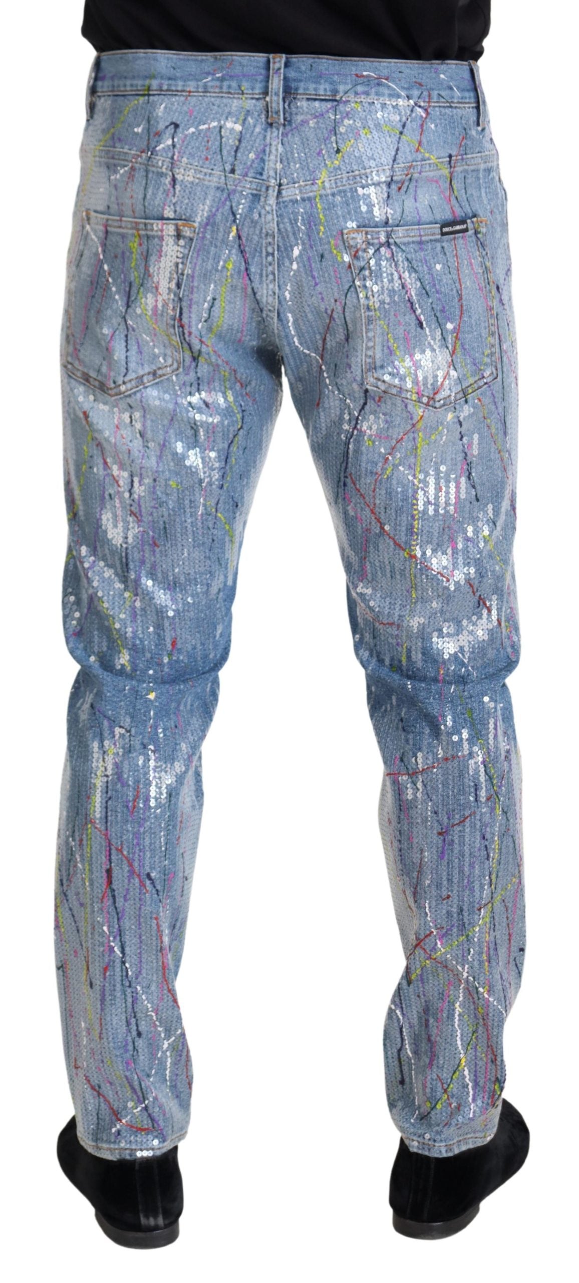 Pantalon en denim Dolce &amp; Gabbana à motif éclaboussures de couleur exquis