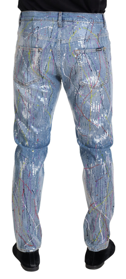 Pantalon en denim Dolce &amp; Gabbana à motif éclaboussures de couleur exquis