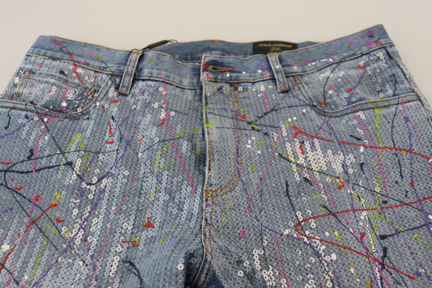 Pantalon en denim Dolce &amp; Gabbana à motif éclaboussures de couleur exquis