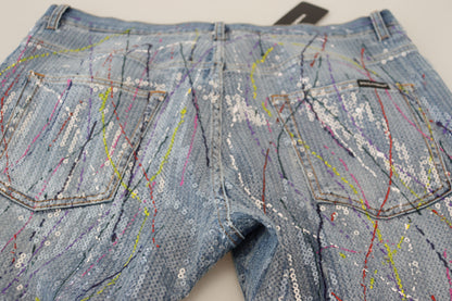 Pantalon en denim Dolce &amp; Gabbana à motif éclaboussures de couleur exquis