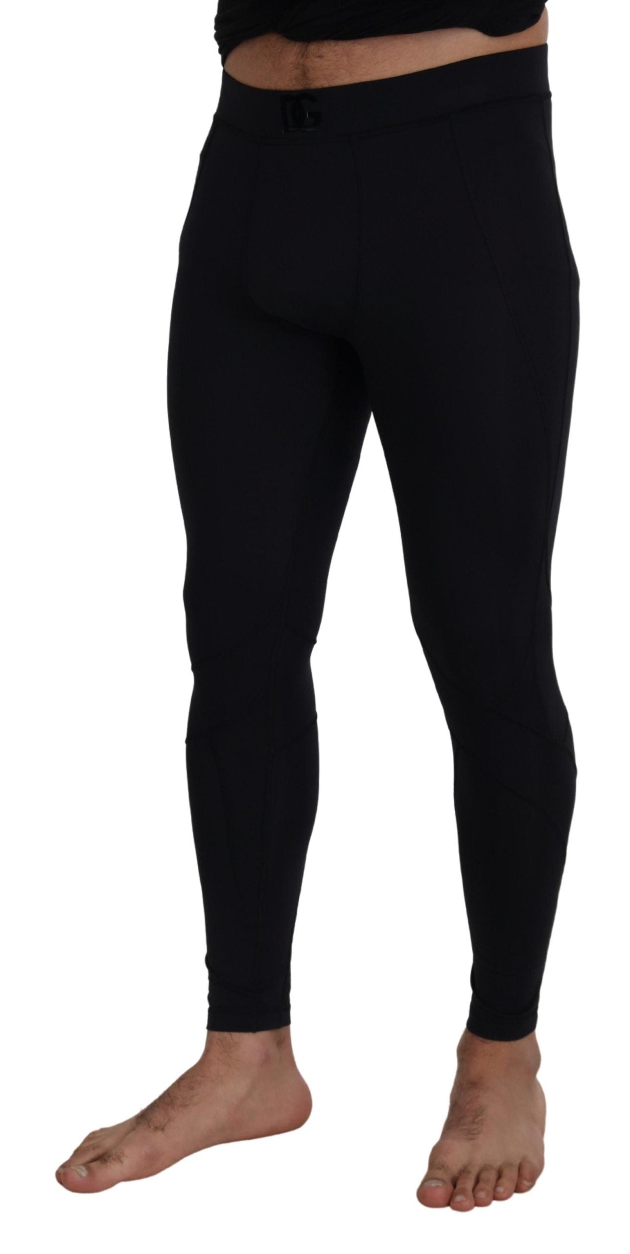 Dolce &amp; Gabbana Black Nylon Slim Fit Stretch Pants