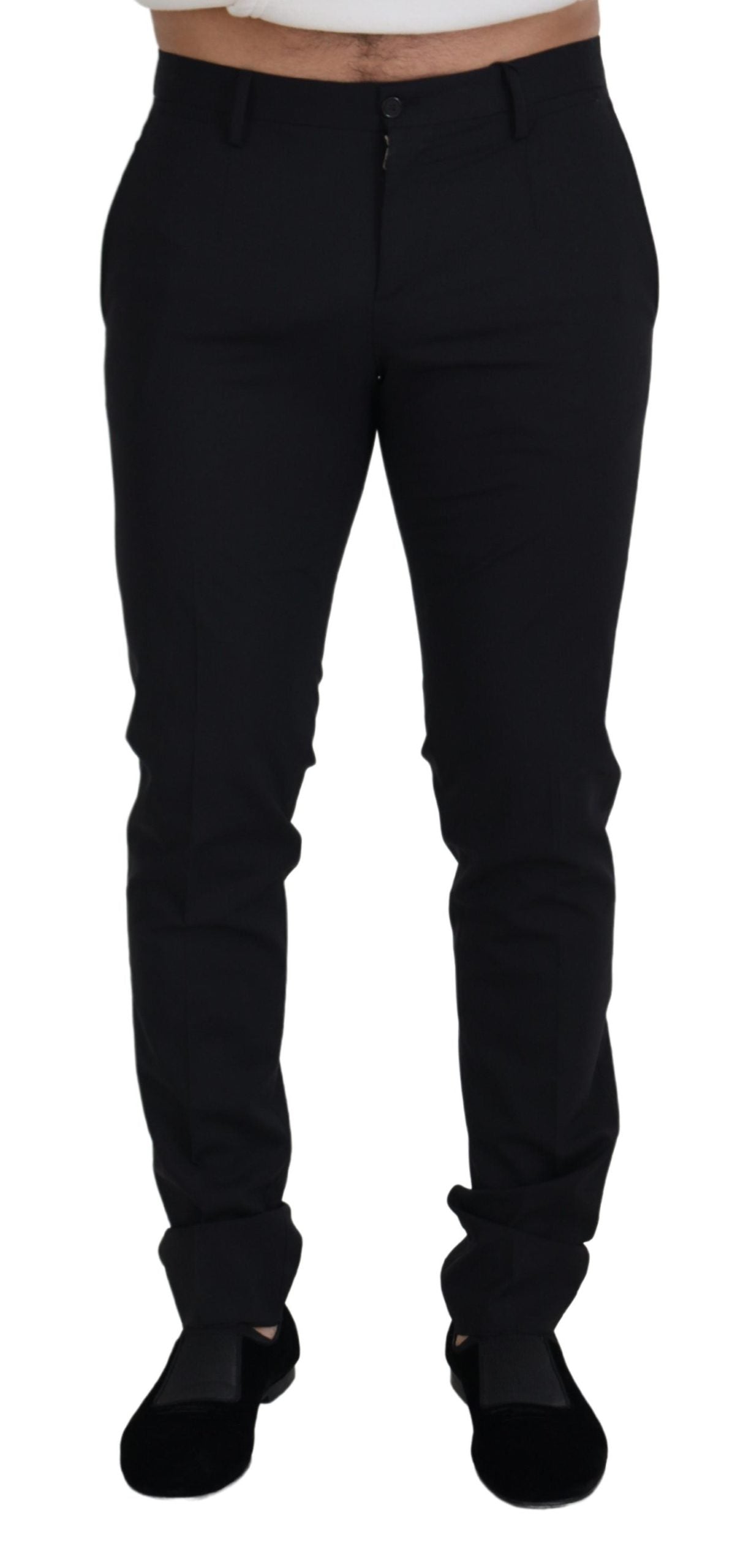 Dolce &amp; Gabbana Black Wool Chino Formal Pants