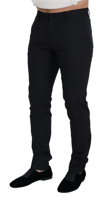 Dolce &amp; Gabbana Black Wool Chino Formal Pants