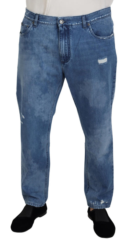 Dolce &amp; Gabbana Blue Washed Cotton Casual Denim Jeans