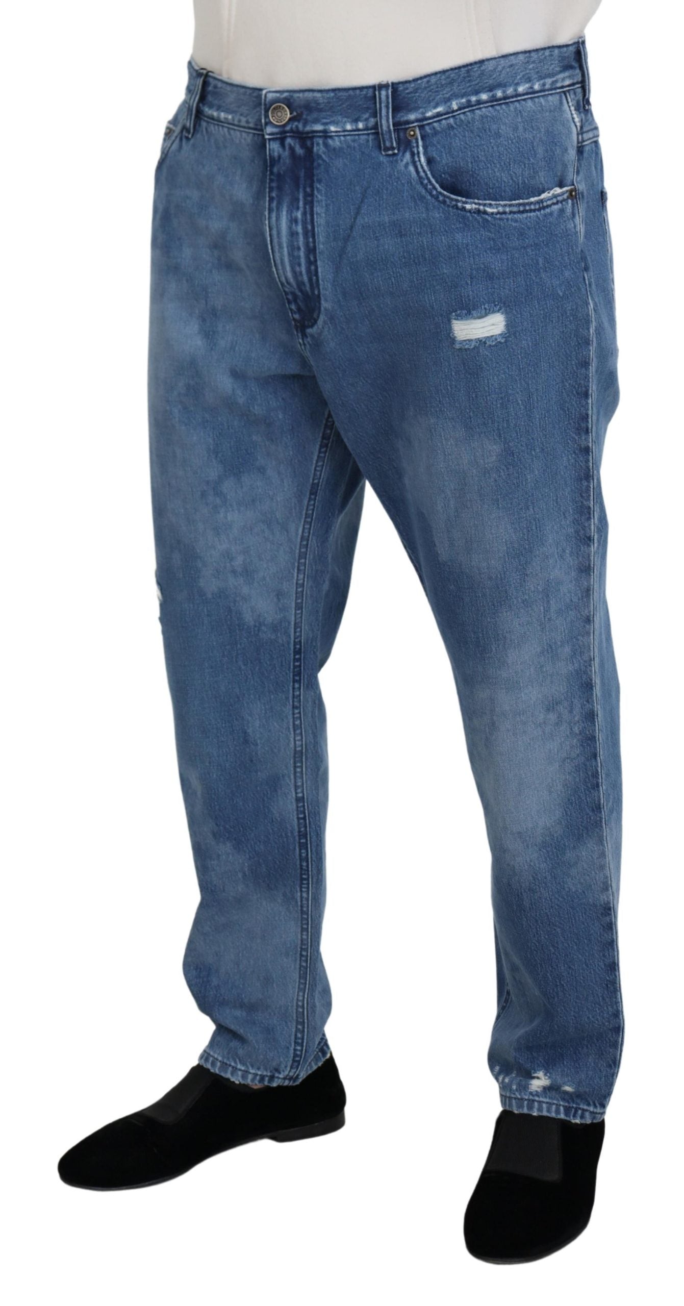 Dolce &amp; Gabbana Blue Washed Cotton Casual Denim Jeans