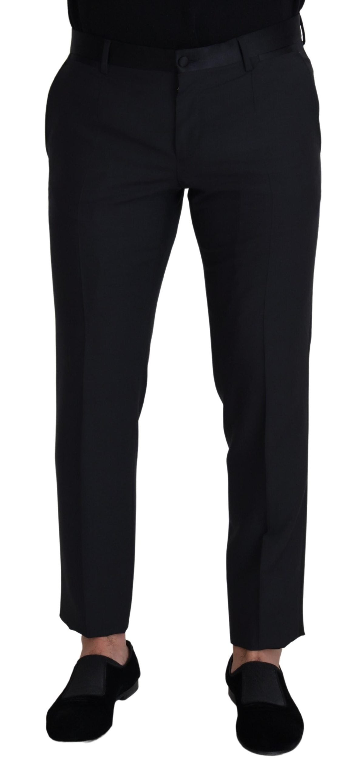 Dolce &amp; Gabbana Black Wool Men Formal Pants