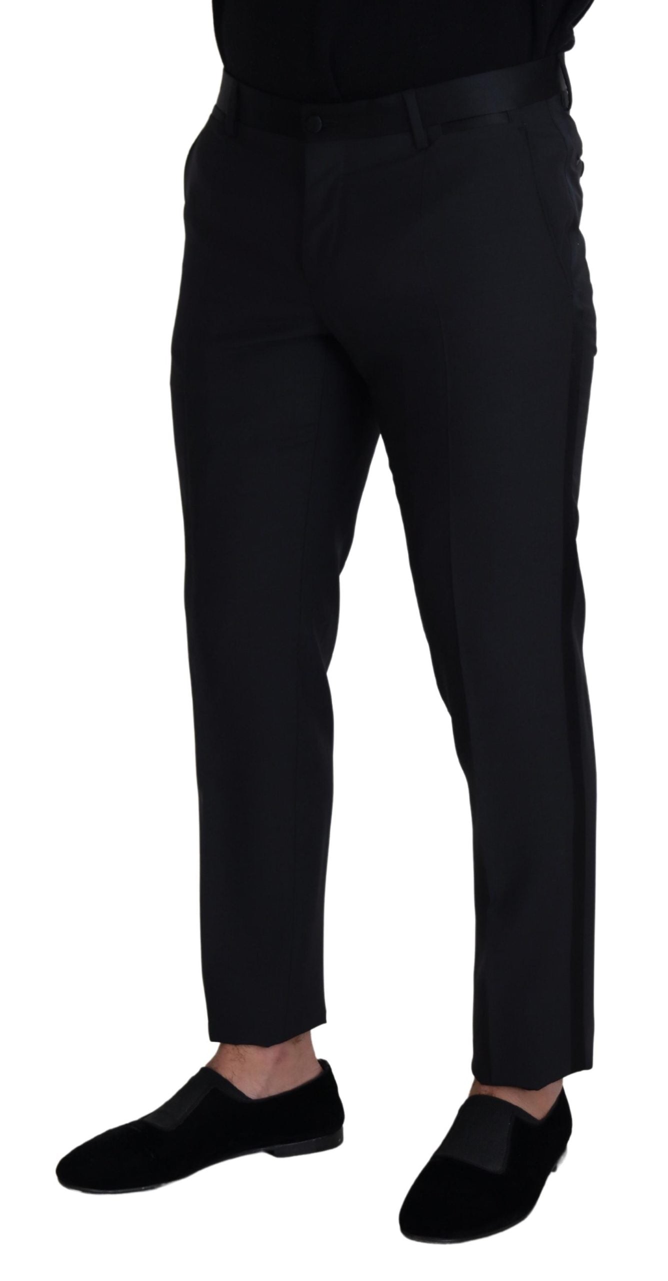 Dolce &amp; Gabbana Black Wool Men Formal Pants