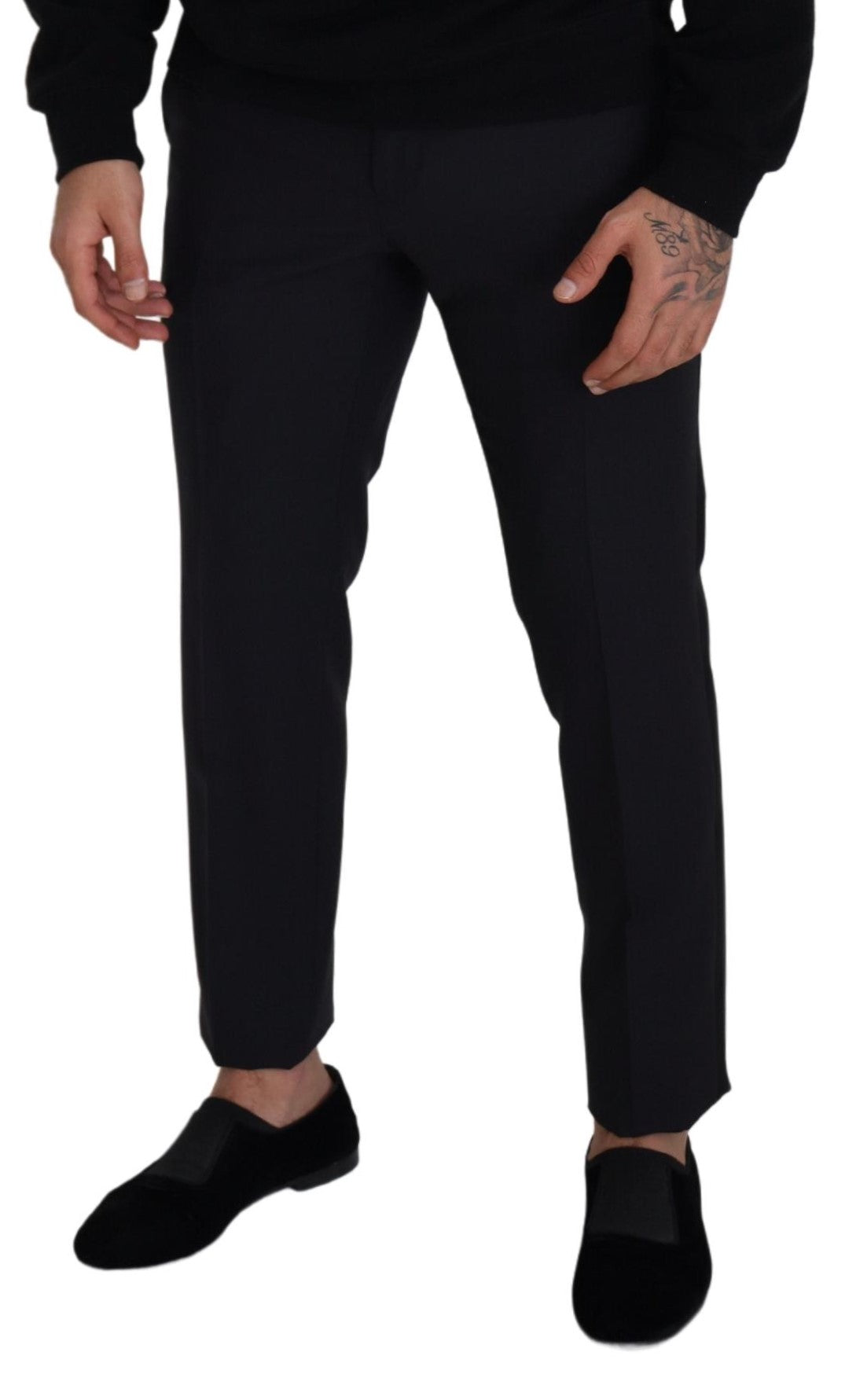 Dolce &amp; Gabbana Black Wool Men Formal Pants