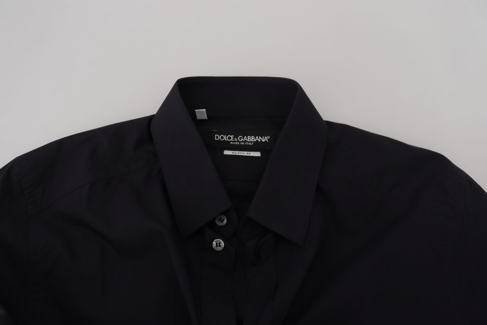 Dolce & Gabbana Black Cotton Slim Fit Formal Dress GOLD Shirt by Dolce & Gabbana