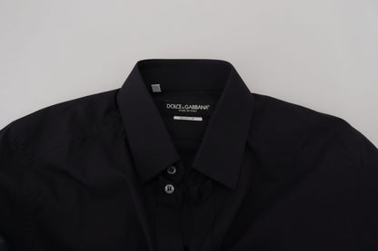 Dolce & Gabbana Black Cotton Slim Fit Formal Dress GOLD Shirt by Dolce & Gabbana