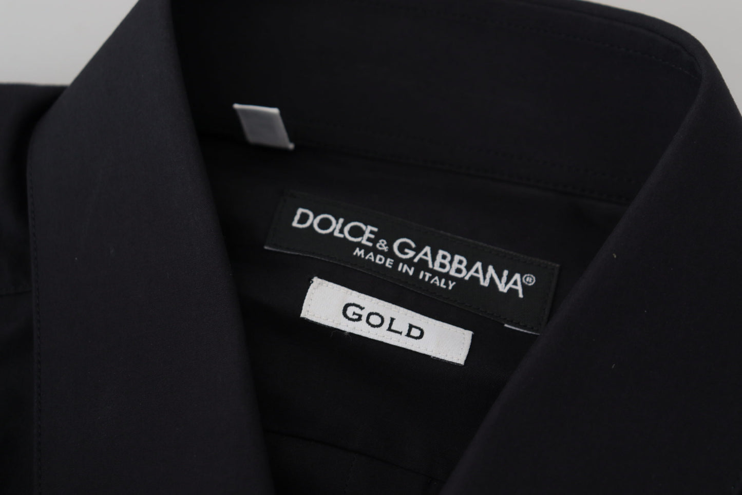 Dolce & Gabbana Black Cotton Slim Fit Formal Dress GOLD Shirt by Dolce & Gabbana