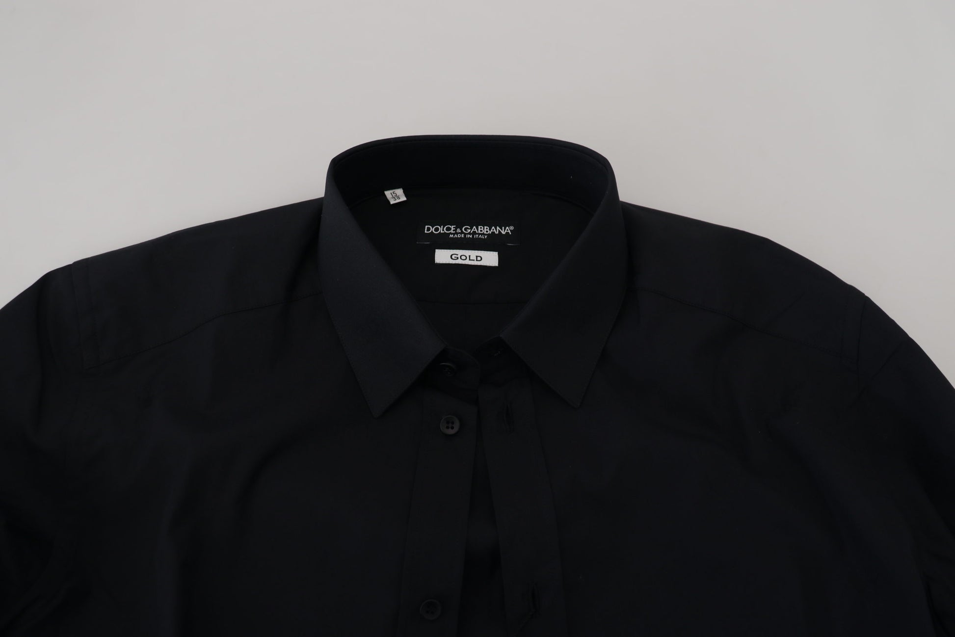 Dolce & Gabbana Black Cotton Slim Fit Formal Dress GOLD Shirt by Dolce & Gabbana