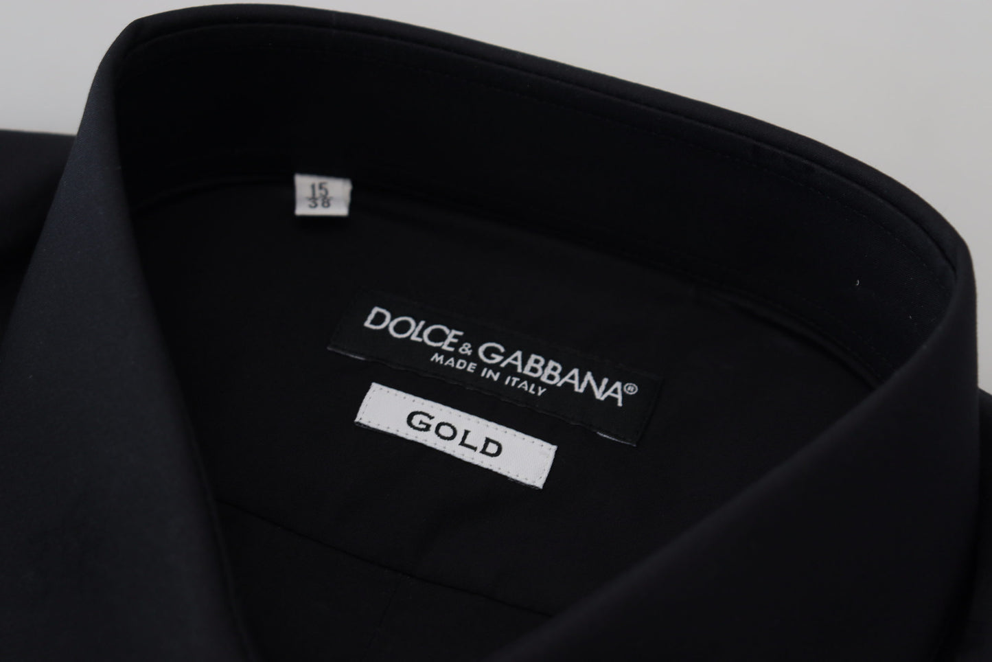 Dolce & Gabbana Black Cotton Slim Fit Formal Dress GOLD Shirt by Dolce & Gabbana